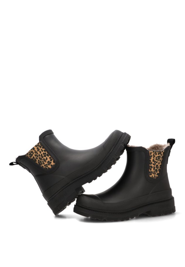 Bota y botín de agua de mujer en negro VERBENAS LUA FOR SMOOTH COMB ANIMAL