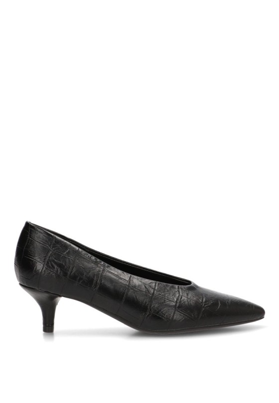 Salón negro sintético con grabado cocodrilo y tacón medio DANGELA DDN31839 para mujer