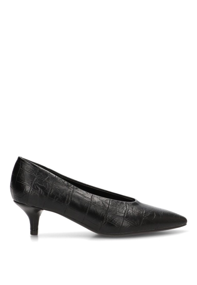 Salón negro sintético con grabado cocodrilo y tacón medio DANGELA DDN31839 para mujer