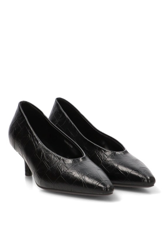 Salón negro sintético con grabado cocodrilo y tacón medio DANGELA DDN31839 para mujer