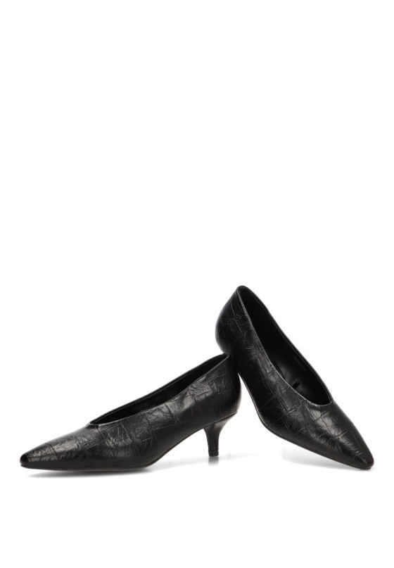 Salón negro sintético con grabado cocodrilo y tacón medio DANGELA DDN31839 para mujer