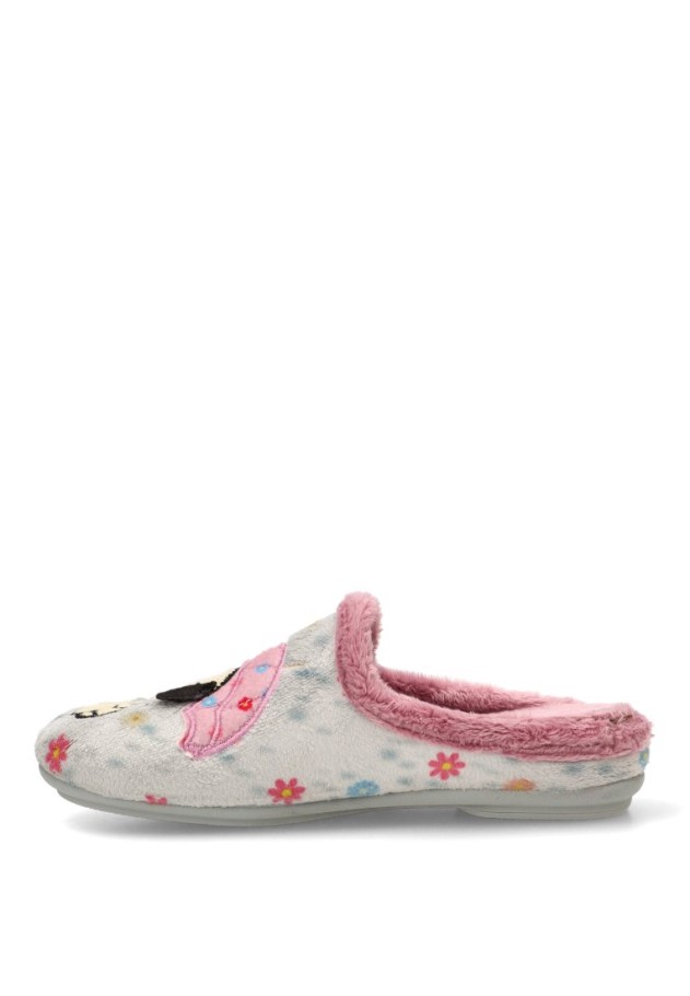 Zapatillas de casa gris con estampado de margaritas para mujer VULCA-BICHA 4341