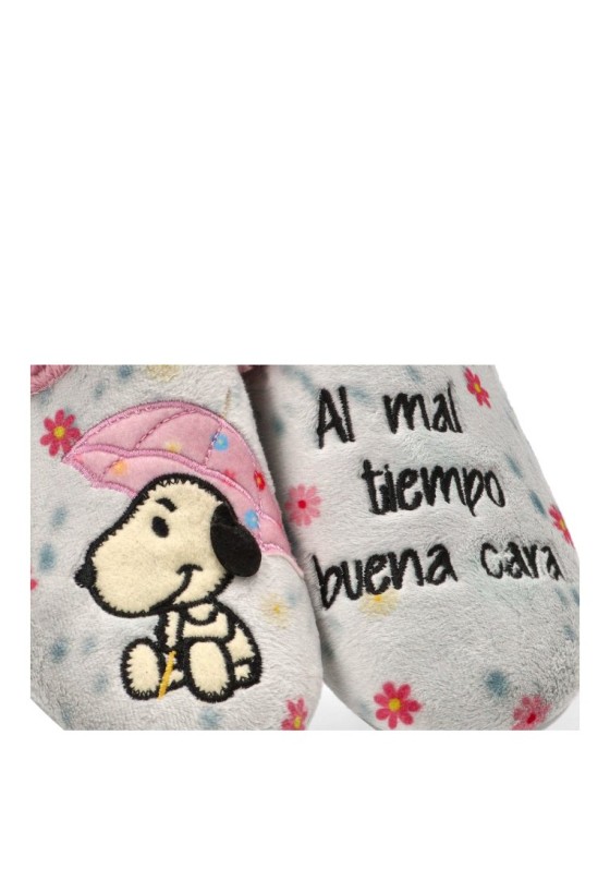 Zapatillas de casa gris con estampado de margaritas para mujer VULCA-BICHA 4341