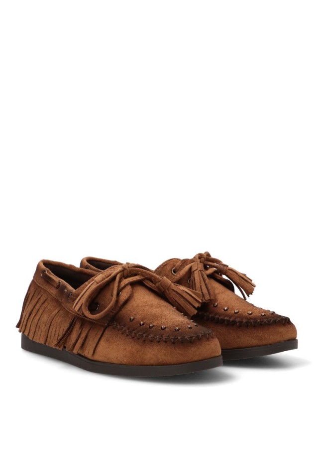 Mocasín de antelina camel para mujer ISTERIA 1283