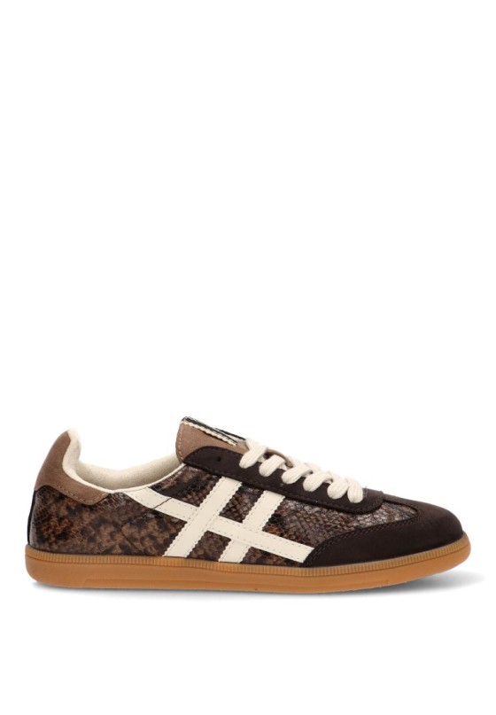 Deportivo café con cordones y suela plana de mujer LUNA TREND M6518