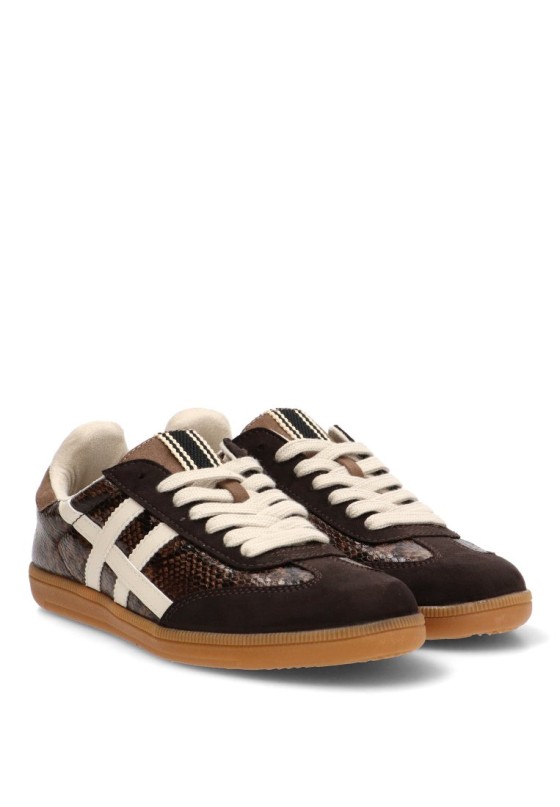 Deportivo café con cordones y suela plana de mujer LUNA TREND M6518