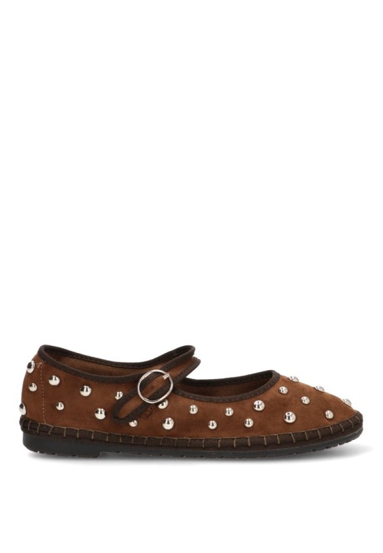 Bailarina con tachuelas en antelina camel de mujer LUNA TREND M6566
