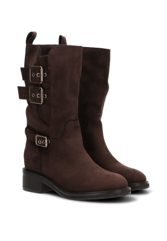 Bota biker antelina café de mujer LUNA TREND M6800