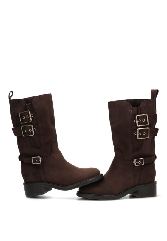 Bota biker antelina café de mujer LUNA TREND M6800