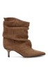 Botín fruncido en antelina camel de mujer LUNA TREND M6880 tacón medio