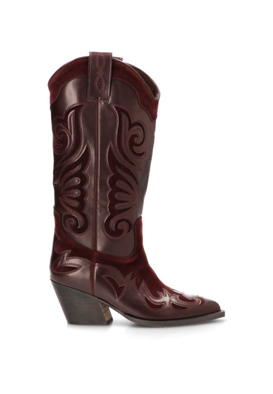 Bota campera con tacón medio burdeos de mujer LUNA TREND M6763