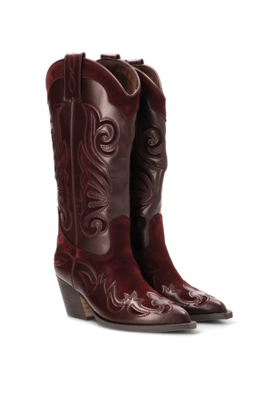 Bota campera con tacón medio burdeos de mujer LUNA TREND M6763