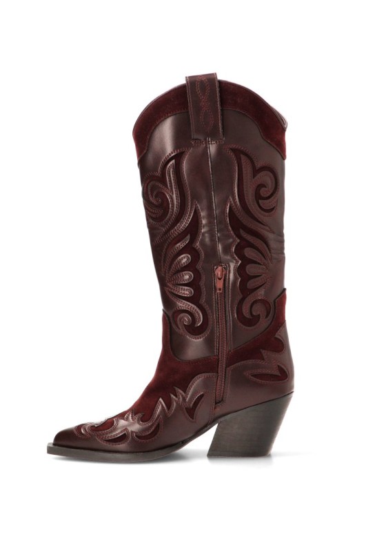 Bota campera con tacón medio burdeos de mujer LUNA TREND M6763