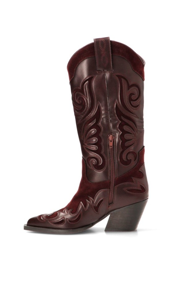Bota campera con tacón medio burdeos de mujer LUNA TREND M6763