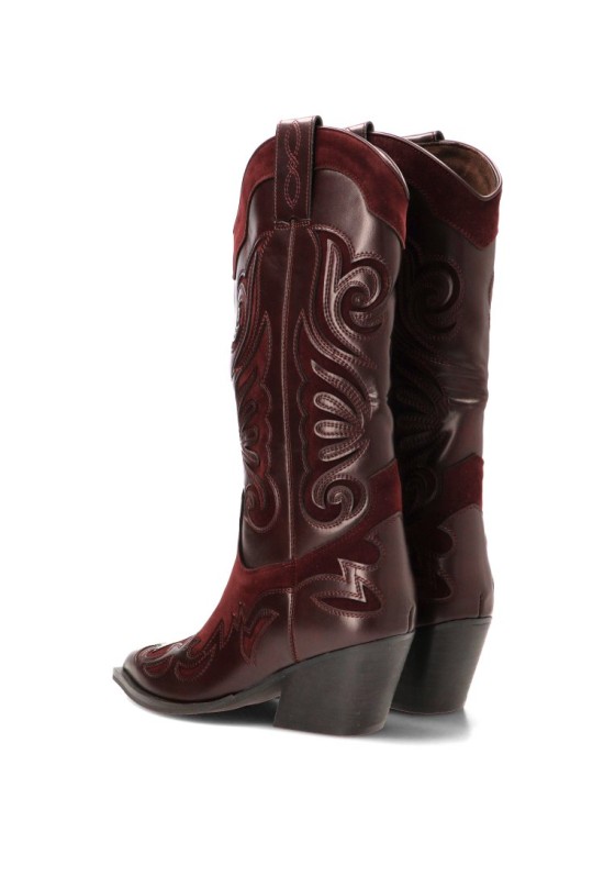 Bota campera con tacón medio burdeos de mujer LUNA TREND M6763