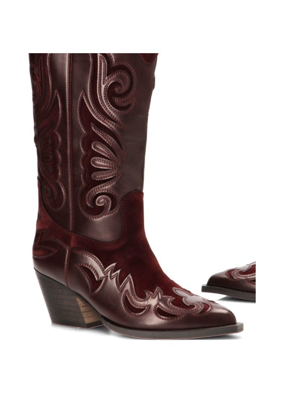 Bota campera con tacón medio burdeos de mujer LUNA TREND M6763