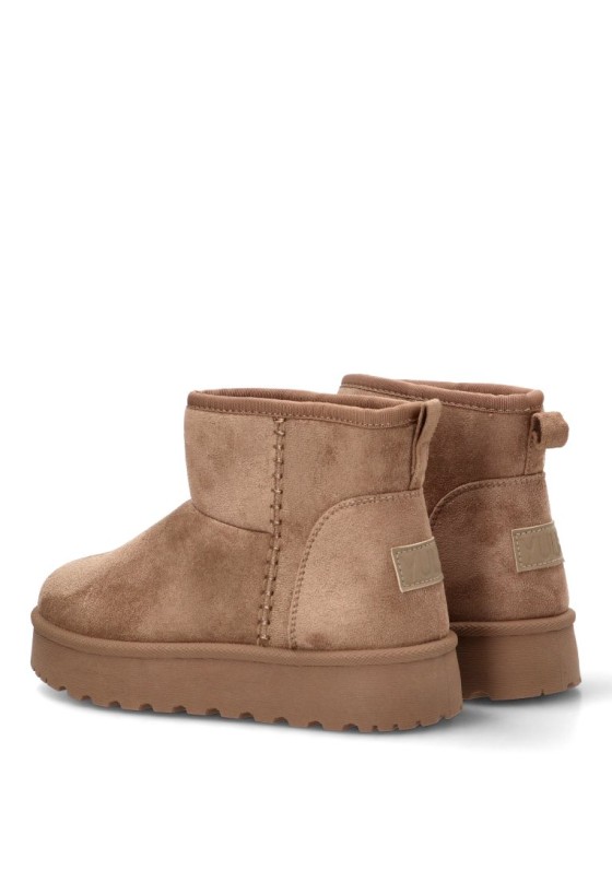 Botín para mujer YULIA 5002 taupe en antelina con pelo acolchado y suela doble