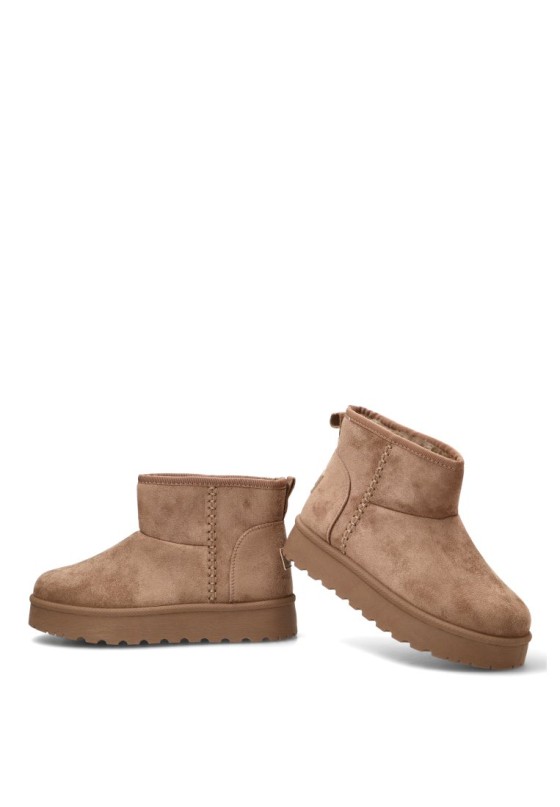 Botín para mujer YULIA 5002 taupe en antelina con pelo acolchado y suela doble
