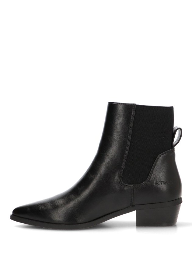 Botín campero textil negro con tacón medio de mujer ETIKA 110562
