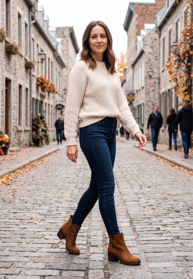 Botín de mujer ETIKA 30042 en antelina camel con tacón medio