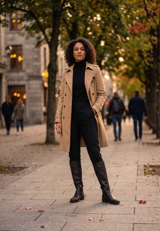 Bota elástica negra de mujer ETIKA 42416 con suela plana