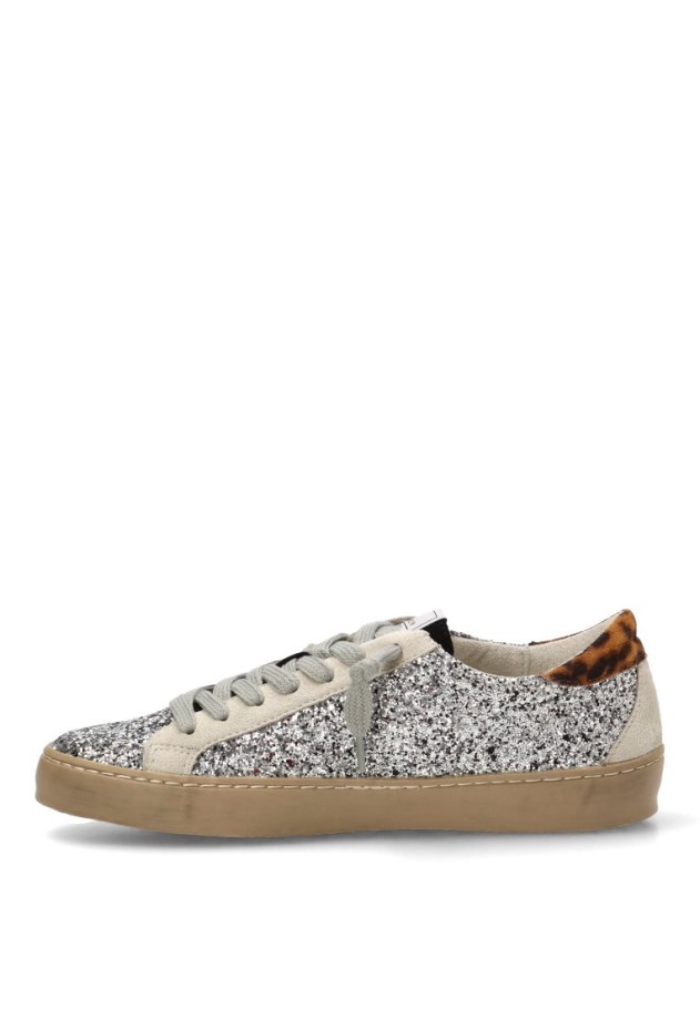 Deportivo con glitter y suela plana de mujer en color plomo M6500