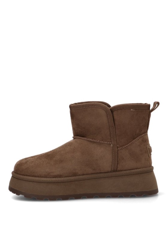 Botín taupe de antelina con pompón y suela plana para mujer DANGELA DBF31860