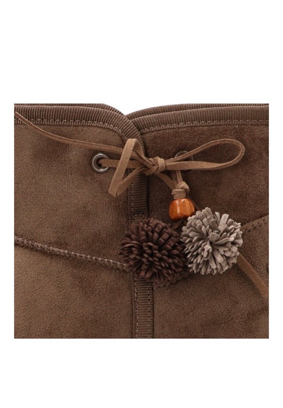 Botín taupe de antelina con pompón y suela plana para mujer DANGELA DBF31860