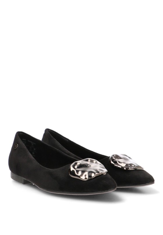 Bailarina de mujer XTI 146236 en antelina negra con punta y suela plana
