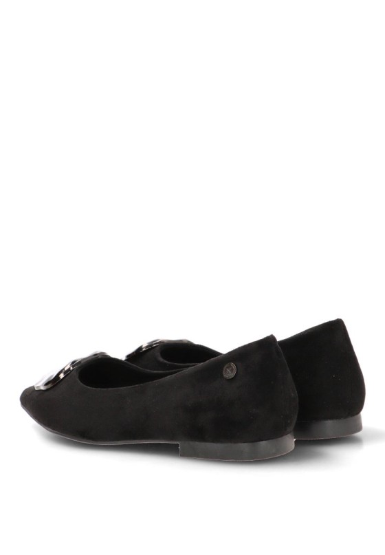 Bailarina de mujer XTI 146236 en antelina negra con punta y suela plana