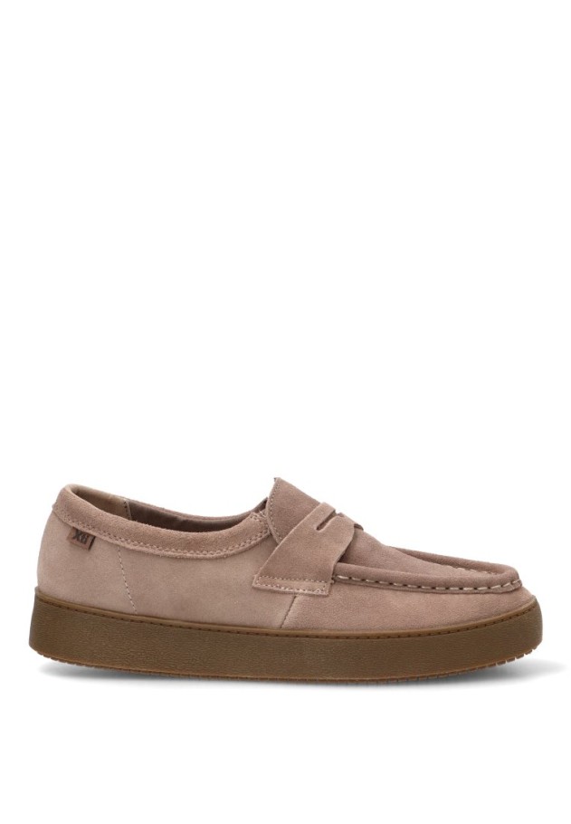 Mocasín con antifaz de piel taupe de hombre XTI 146735