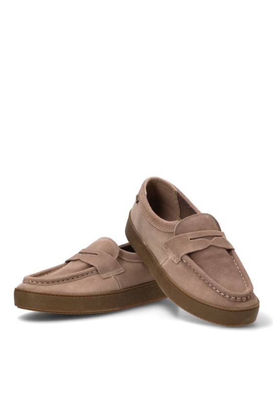 Mocasín con antifaz de piel taupe de hombre XTI 146735