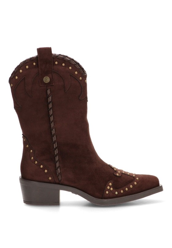 Bota campera de mujer XTI 146477 en antelina marrón con tacón medio