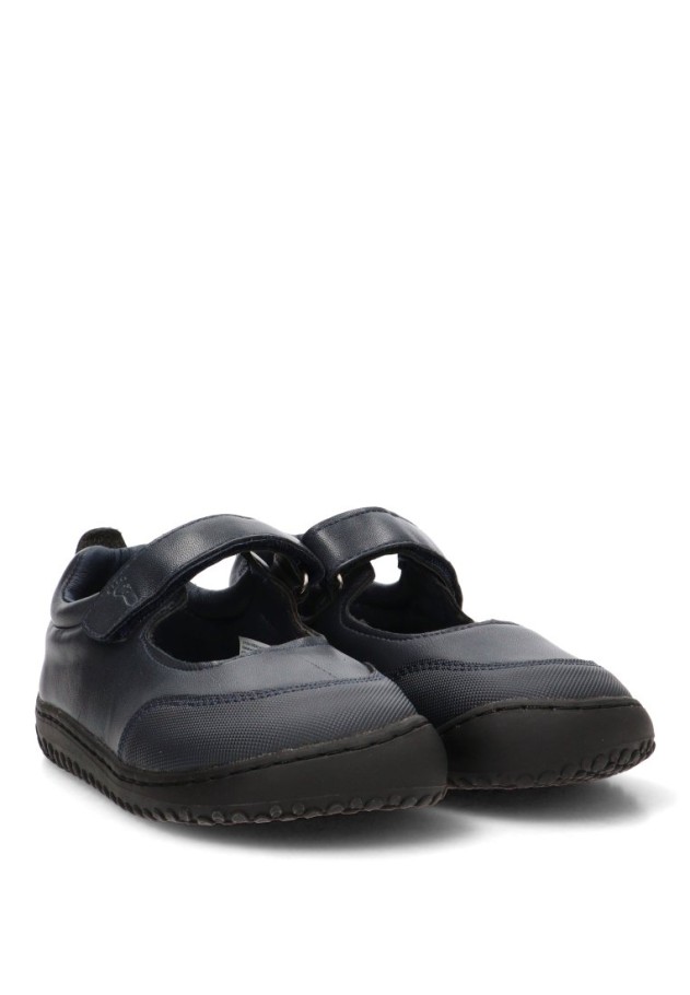 Mocasín colegial marino ETIKA 67204 para niña con cierre de velcro y diseño respetuoso barefoot