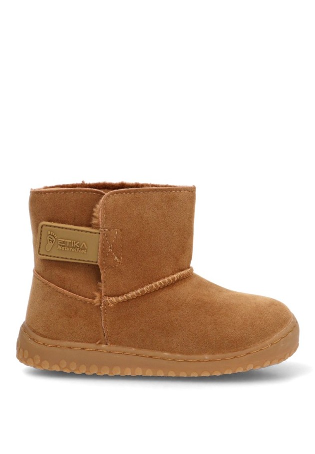 Botín respetuoso barefoot de niña ETIKA 10921 en antelina camel
