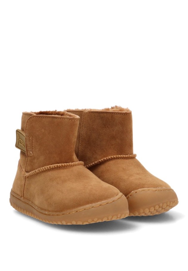 Botín respetuoso barefoot de niña ETIKA 10921 en antelina camel