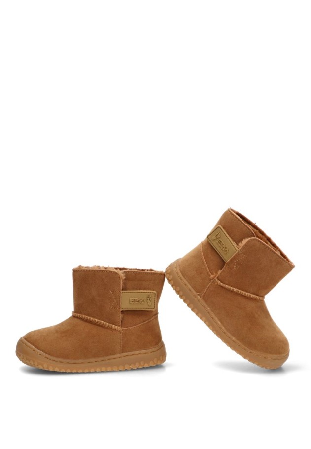 Botín respetuoso barefoot de niña ETIKA 10921 en antelina camel