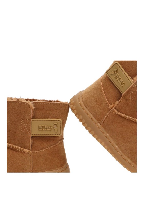 Botín respetuoso barefoot de niña ETIKA 10921 en antelina camel