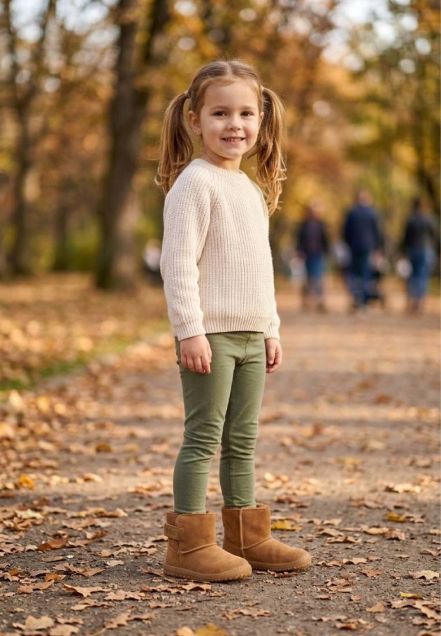 Botín respetuoso barefoot de niña ETIKA 10921 en antelina camel