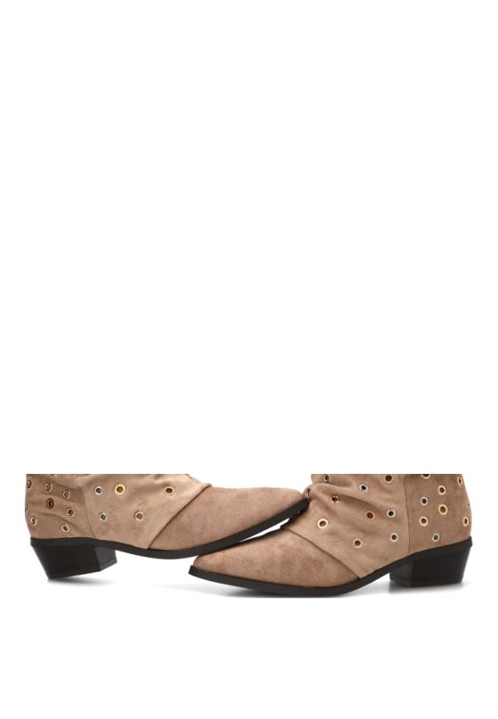 Botín taupe de mujer en antelina con tacón medio 5018