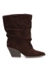 Bota arrugada de mujer CINK-ME 2581A en antelina marrón con tacón alto