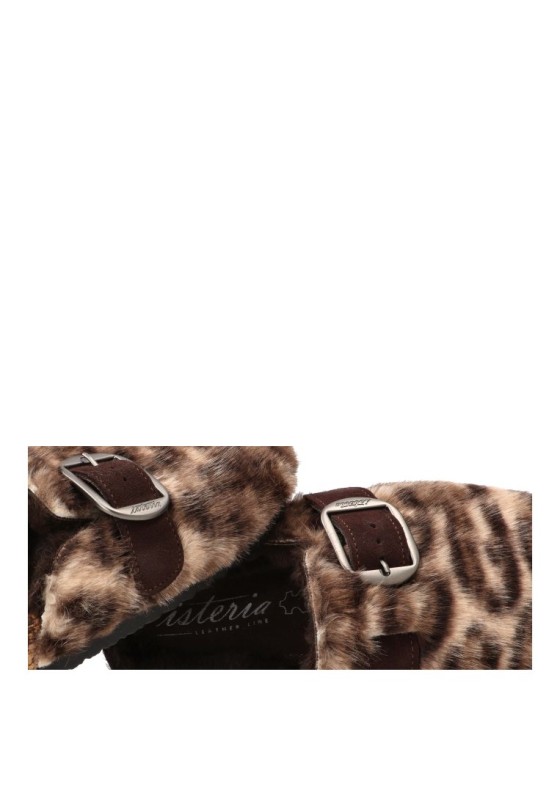 Zueco de piel café para mujer ISTERIA 1038