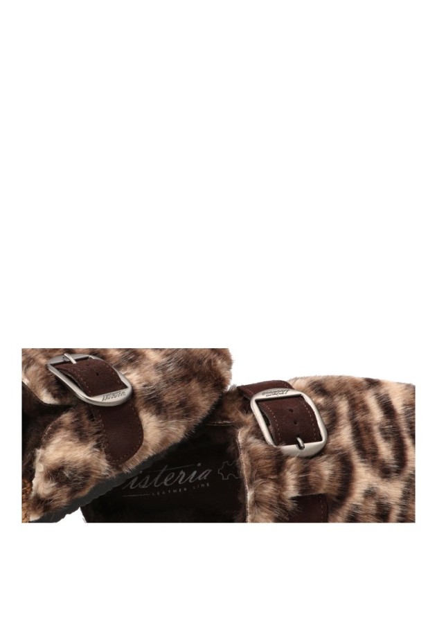Zueco de piel café para mujer ISTERIA 1038