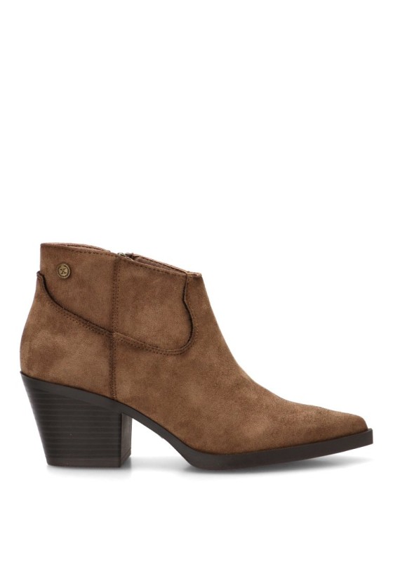 Botín campero en antelina taupe con tacón medio para mujer XTI 146517