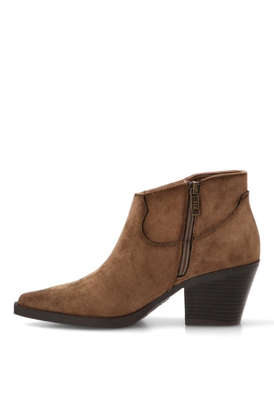 Botín campero en antelina taupe con tacón medio para mujer XTI 146517