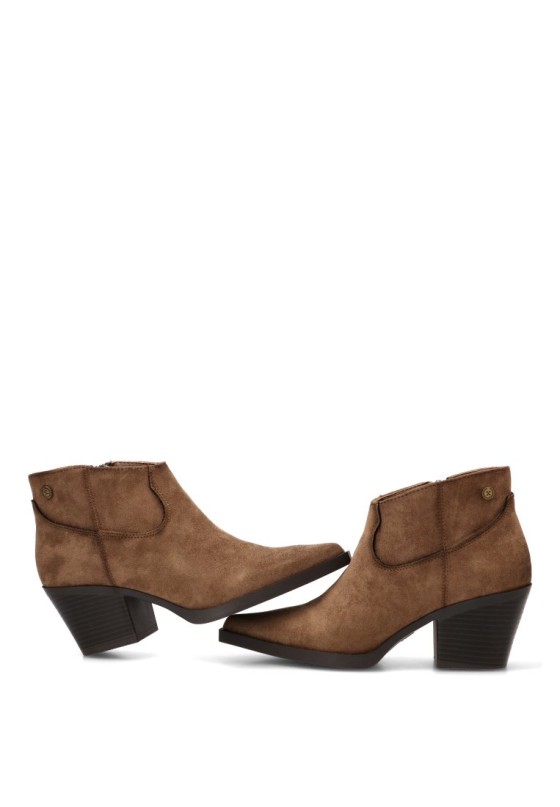 Botín campero en antelina taupe con tacón medio para mujer XTI 146517