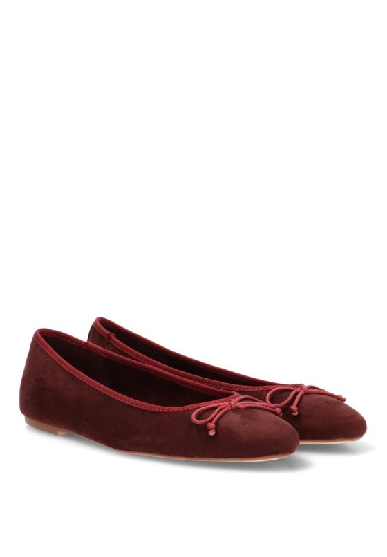 Bailarina burdeos en antelina con suela plana para mujer M6545