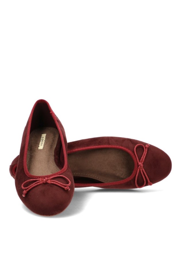 Bailarina burdeos en antelina con suela plana para mujer M6545