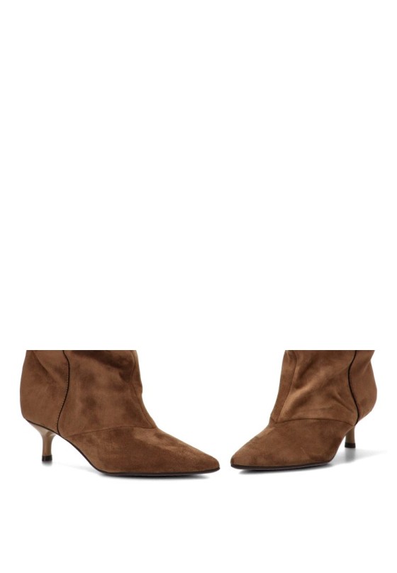 Bota camel de mujer YULIA M6881 en antelina con tacón medio