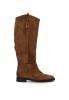 Bota de montar de mujer YULIA M6796 camel en antelina con suela plana